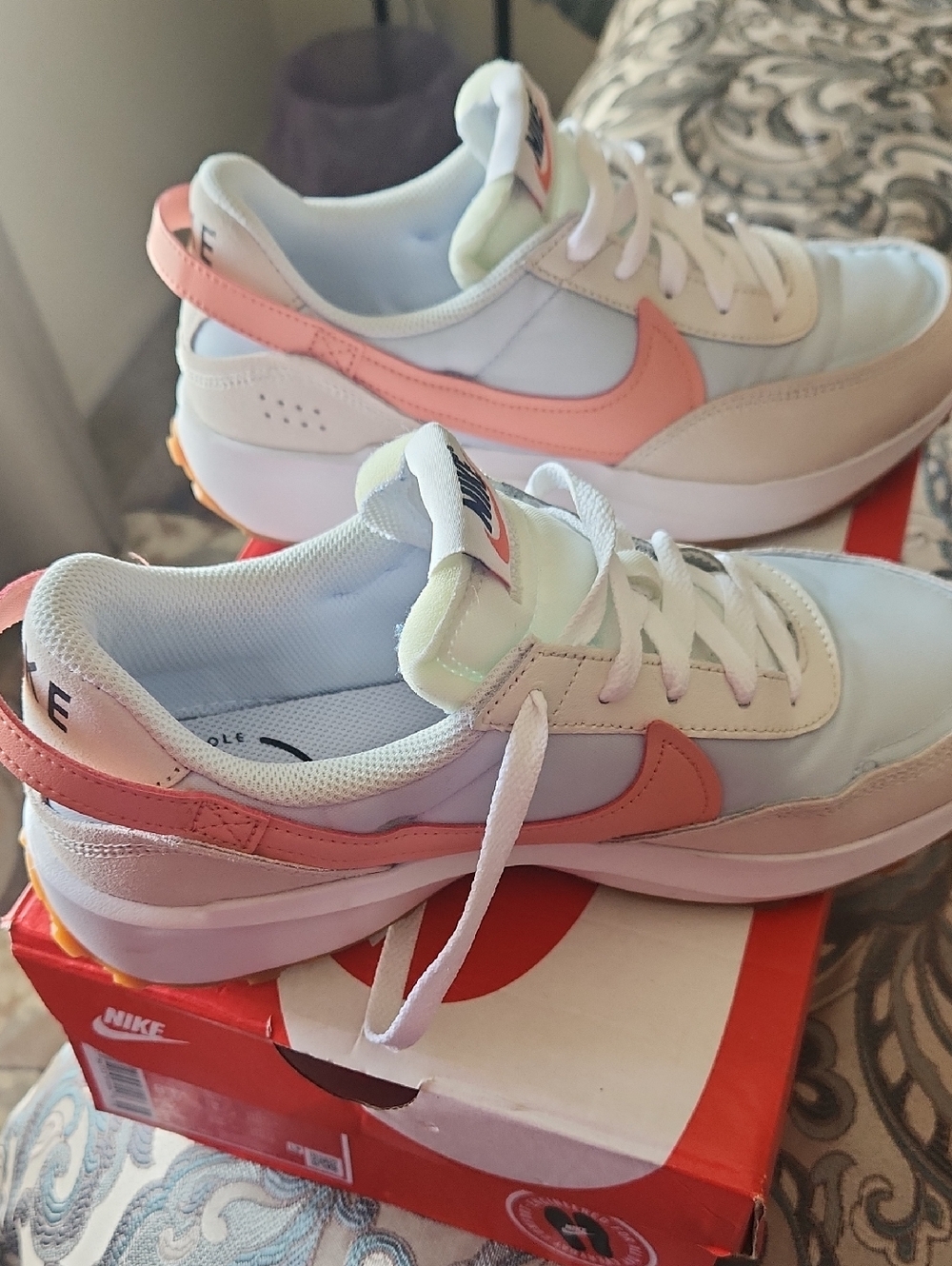 Nike Women’s White and Coral Low-Top Sneaker